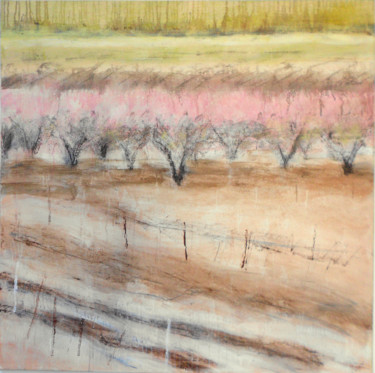 Ζωγραφική με τίτλο "winter cherry trees" από June Stapleton, Αυθεντικά έργα τέχνης, Λάδι