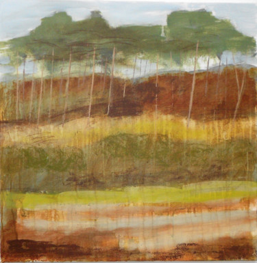 Painting titled "pines on the heath" by June Stapleton, Original Artwork, Oil