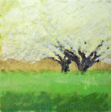 Painting titled "cherry blossom" by June Stapleton, Original Artwork, Acrylic