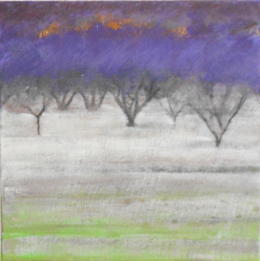 Peinture intitulée "purple plum trees" par June Stapleton, Œuvre d'art originale, Acrylique