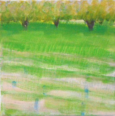 Peinture intitulée "field furrows" par June Stapleton, Œuvre d'art originale, Acrylique