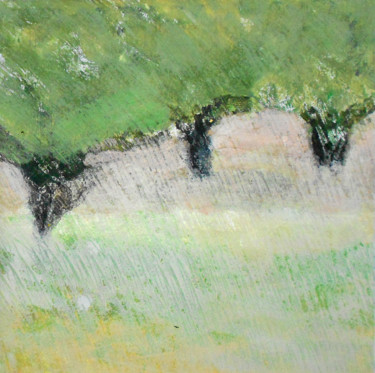 Painting titled "warm light on field" by June Stapleton, Original Artwork, Acrylic