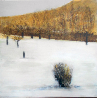 Painting titled "winter oaks" by June Stapleton, Original Artwork, Acrylic