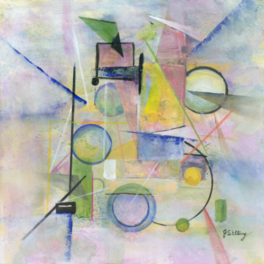 Painting titled "Floating Geometry" by J S Ellington, Original Artwork, Acrylic