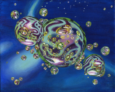 Ζωγραφική με τίτλο "Bubbles Universe" από J S Ellington, Αυθεντικά έργα τέχνης, Ακρυλικό
