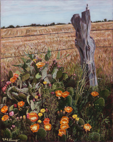 Painting titled "Texas Rose" by J S Ellington, Original Artwork, Acrylic