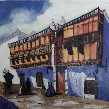 Pintura intitulada "Lima colonial, call…" por Javier Alberto Torres Saybay, Obras de arte originais, Acrílico