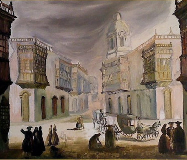 Pintura intitulada "Lima antigua" por Javier Alberto Torres Saybay, Obras de arte originais, Óleo