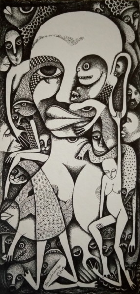 Desenho intitulada "Olhar permanente" por Mamintelane, Obras de arte originais, Canetac de aerossol