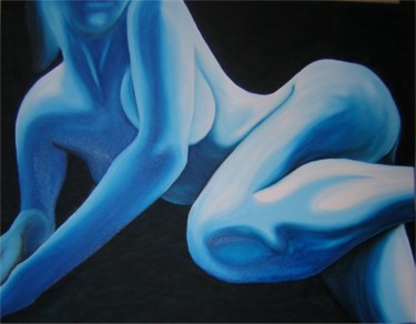 Peinture intitulée "La femme bleue" par Jacques Travers, Œuvre d'art originale