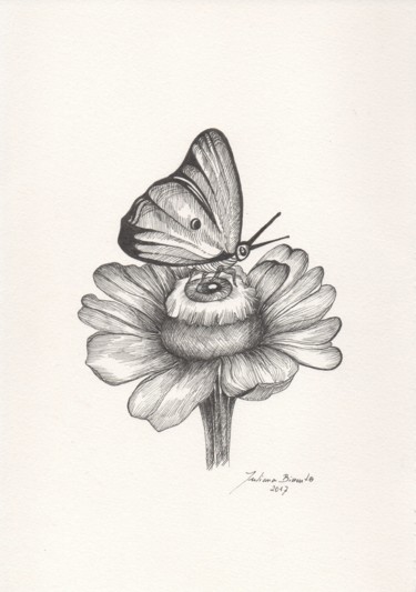 Zeichnungen mit dem Titel "Flower" von Juliana Birrento, Original-Kunstwerk, Kugelschreiber