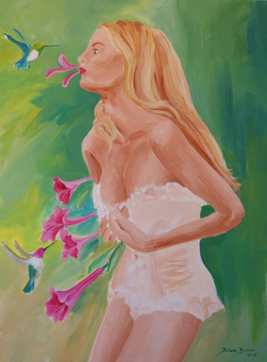 Painting titled "Kolibri" by Juliana Birrento, Original Artwork, Acrylic