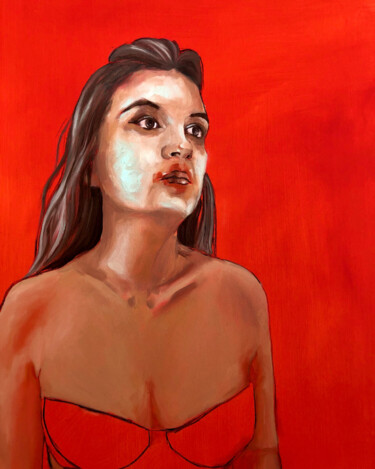 Painting titled "self-portrait" by Juliana Birrento, Original Artwork, Oil