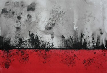 Рисунок под названием "Terres rouges" - Ju Ma, Подлинное произведение искусства, Чернила