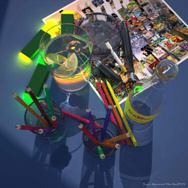 Arte digital titulada "FRACCIONES" por Juan Aguirre, Obra de arte original, Modelado 3D Montado en Bastidor de camilla de ma…