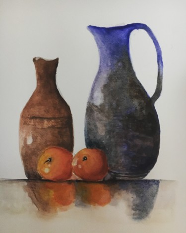 Painting titled "Bodegon" by Almanzart, Original Artwork, Watercolor