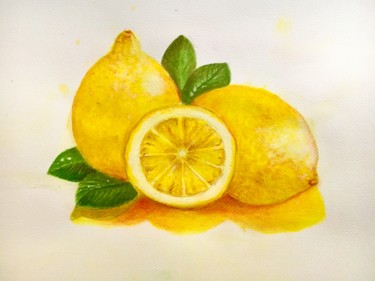 Pintura titulada "Limones" por Almanzart, Obra de arte original, Acuarela