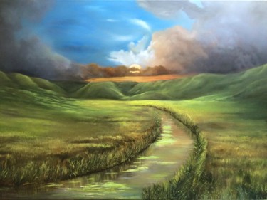 Painting titled "The Sky" by Almanzart, Original Artwork, Oil