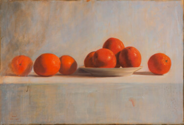Malarstwo zatytułowany „Naranjas” autorstwa Juan Álvarez Cebrián, Oryginalna praca, Olej Zamontowany na Drewniana rama noszy