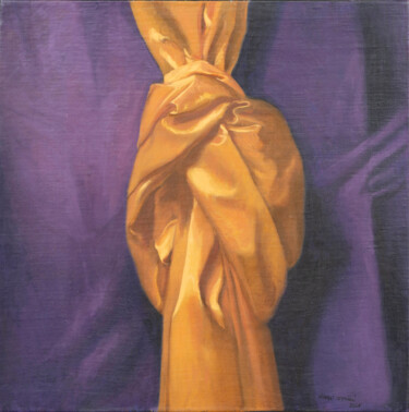 Nudo amarillo Painting titled "Nudo amarillo" by Juan Álvarez Cebrián, Original Art, Oil Mounted on Wood Panel