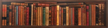 Pintura titulada "Libros viejos" por Juan Álvarez Cebrián, Obra de arte original, Oleo Montado en Panel de madera