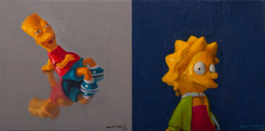 Pintura intitulada "Burt y Lisa (diptic…" por Juan Álvarez Cebrián, Obras de arte originais, Óleo
