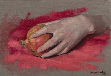 Pintura titulada "Estudio de mano con…" por Juan Álvarez Cebrián, Obra de arte original, Oleo Montado en Panel de madera