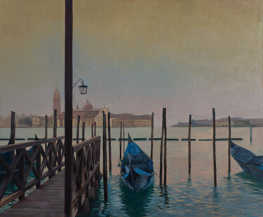 Malerei mit dem Titel "Venecia I" von Juan Álvarez Cebrián, Original-Kunstwerk, Öl Auf Keilrahmen aus Holz montiert
