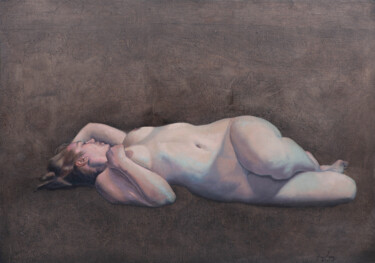 Картина под названием "Mujer tumbada." - Juan Álvarez Cebrián, Подлинное произведение искусства, Масло