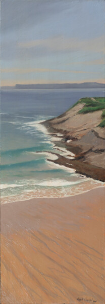 Painting titled "Playa de Mataleñas…" by Juan Álvarez Cebrián, Original Artwork, Oil Mounted on Wood Stretcher frame