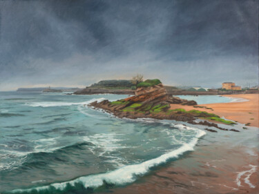 Картина под названием "Playa Camello" - Juan Álvarez Cebrián, Подлинное произведение искусства, Масло Установлен на Деревянн…