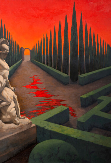 Pintura titulada "Dentro del Jardín" por Juan Álvarez Cebrián, Obra de arte original, Oleo Montado en Panel de madera