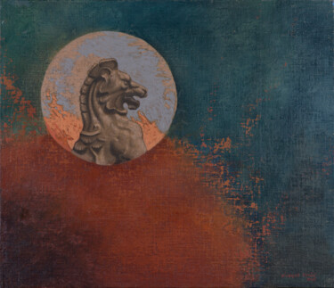Malerei mit dem Titel "Emblema I" von Juan Álvarez Cebrián, Original-Kunstwerk, Öl Auf Holzplatte montiert