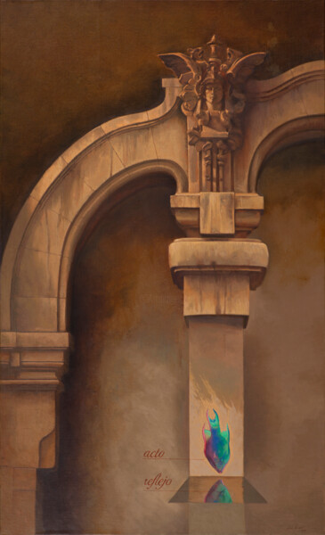 Картина под названием "Acto Reflejo" - Juan Álvarez Cebrián, Подлинное произведение искусства, Масло Установлен на Деревянна…