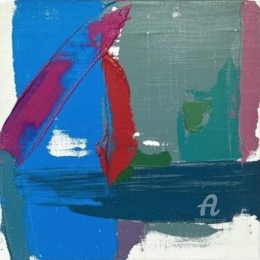 Картина под названием ""SKY BLUE AND RED"" - Juan Aponte, Подлинное произведение искусства, Масло