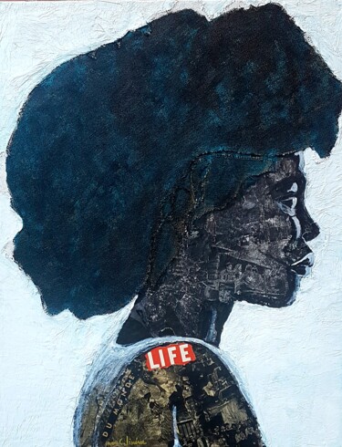 Collages titled "LIFE" by Juan Carlos Jimenez Diaz, Original Artwork, Collages Mounted on Wood Stretcher frame