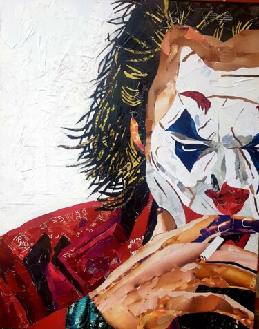 Collages intitulée "JOCKER ROJO" par Juan Carlos Jimenez Diaz, Œuvre d'art originale, Collages Monté sur Châssis en bois