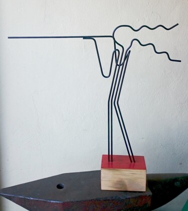 Sculpture intitulée ""TIRO CON CARABINA…" par Juan Carlos Sánchez De La Nieta, Œuvre d'art originale, Métaux