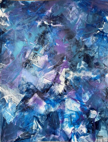Painting titled "Blue Stellar 004" by Juan José Garay, Original Artwork, Acrylic Mounted on Other rigid panel