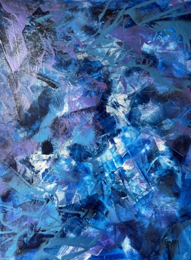 Painting titled "Blue Stellar 006" by Juan José Garay, Original Artwork, Acrylic Mounted on Other rigid panel
