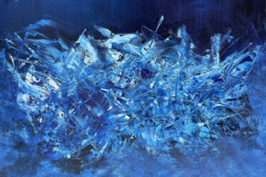 Schilderij getiteld "BLUE COSMIC 02" door Juan José Garay, Origineel Kunstwerk, Olie