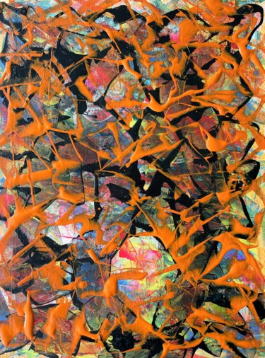 Schilderij getiteld "Orange" door Juan José Garay, Origineel Kunstwerk, Acryl Gemonteerd op Andere stijve panelen