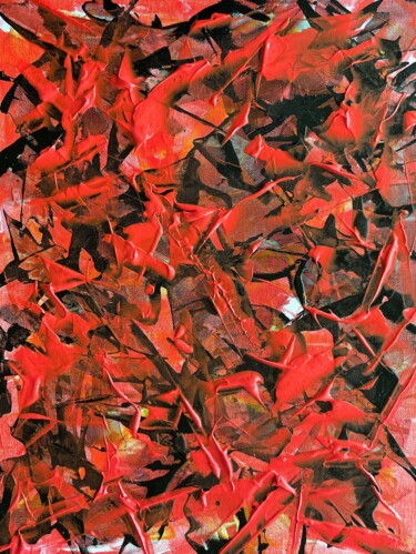 Painting titled "Red Fluor" by Juan José Garay, Original Artwork, Acrylic Mounted on Other rigid panel