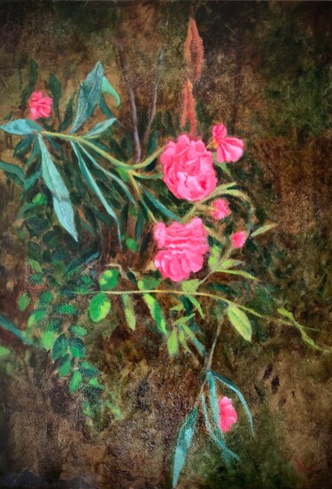 Pintura titulada "Flores rosas de fin…" por Juan José Molina Gallardo, Obra de arte original, Oleo