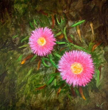 Painting titled "Flores rosas" by Juan José Molina Gallardo, Original Artwork, Oil