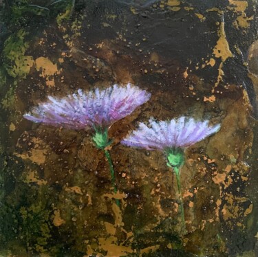 Painting titled "Flores violetas" by Juan José Molina Gallardo, Original Artwork, Oil