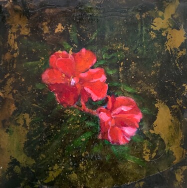 Painting titled "Flores rojas de bal…" by Juan José Molina Gallardo, Original Artwork, Oil