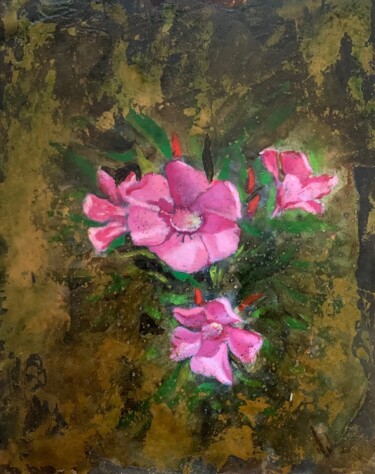 Schilderij getiteld "Flores rosas de bal…" door Juan José Molina Gallardo, Origineel Kunstwerk, Olie