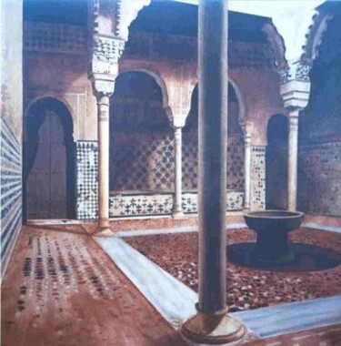 Peinture intitulée "Patio de la Alhambra" par Juan José Molina Gallardo, Œuvre d'art originale, Huile
