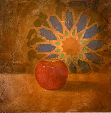 Pintura intitulada "Manzana roja" por Juan José Molina Gallardo, Obras de arte originais, Óleo